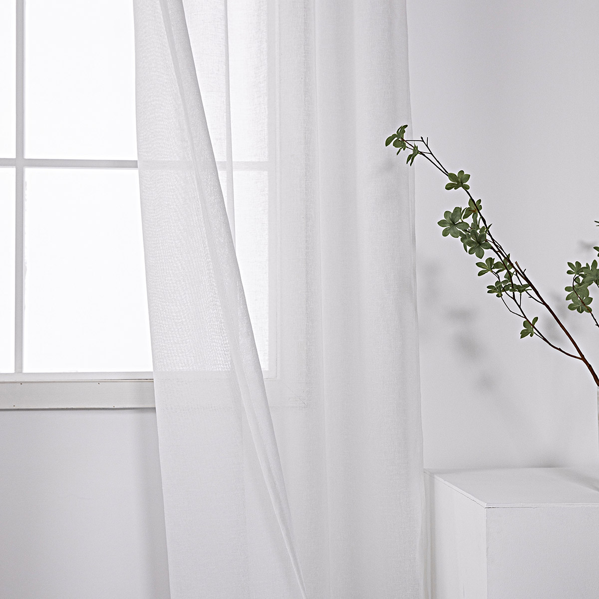 Κουρτίνα γάζα μονόχρωμη με 8 μεταλικούς κρίκους Art 8440 140x270 Λευκό Beauty Home - Image 12