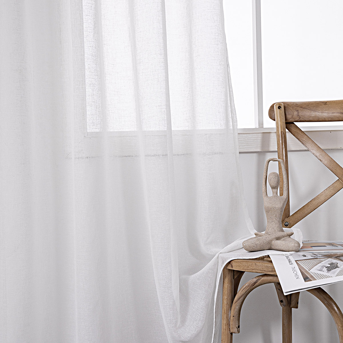 Κουρτίνα γάζα μονόχρωμη με 8 μεταλικούς κρίκους Art 8440 140x270 Λευκό Beauty Home - Image 13
