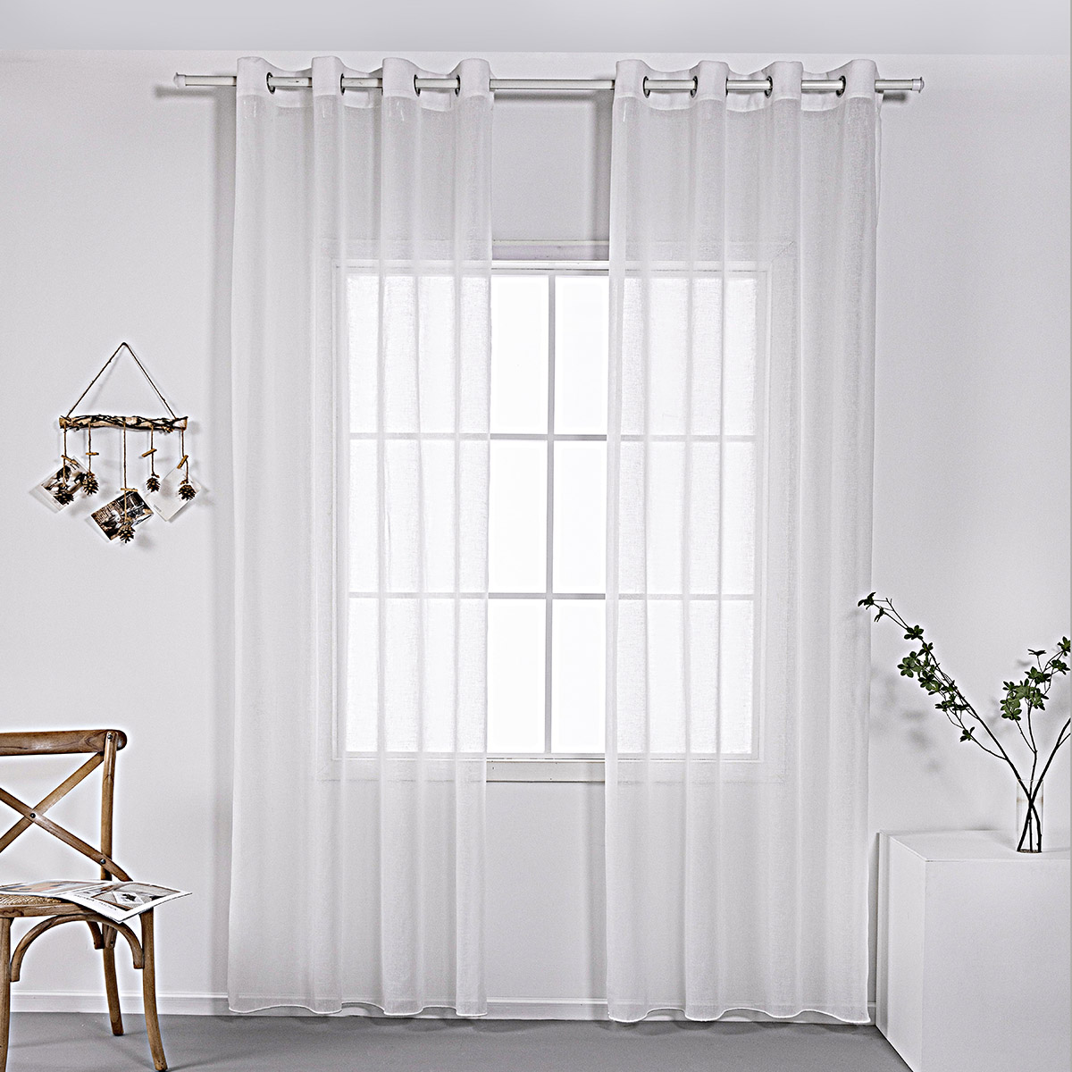 Κουρτίνα γάζα μονόχρωμη με 8 μεταλικούς κρίκους Art 8440 140x270 Λευκό Beauty Home - Image 2