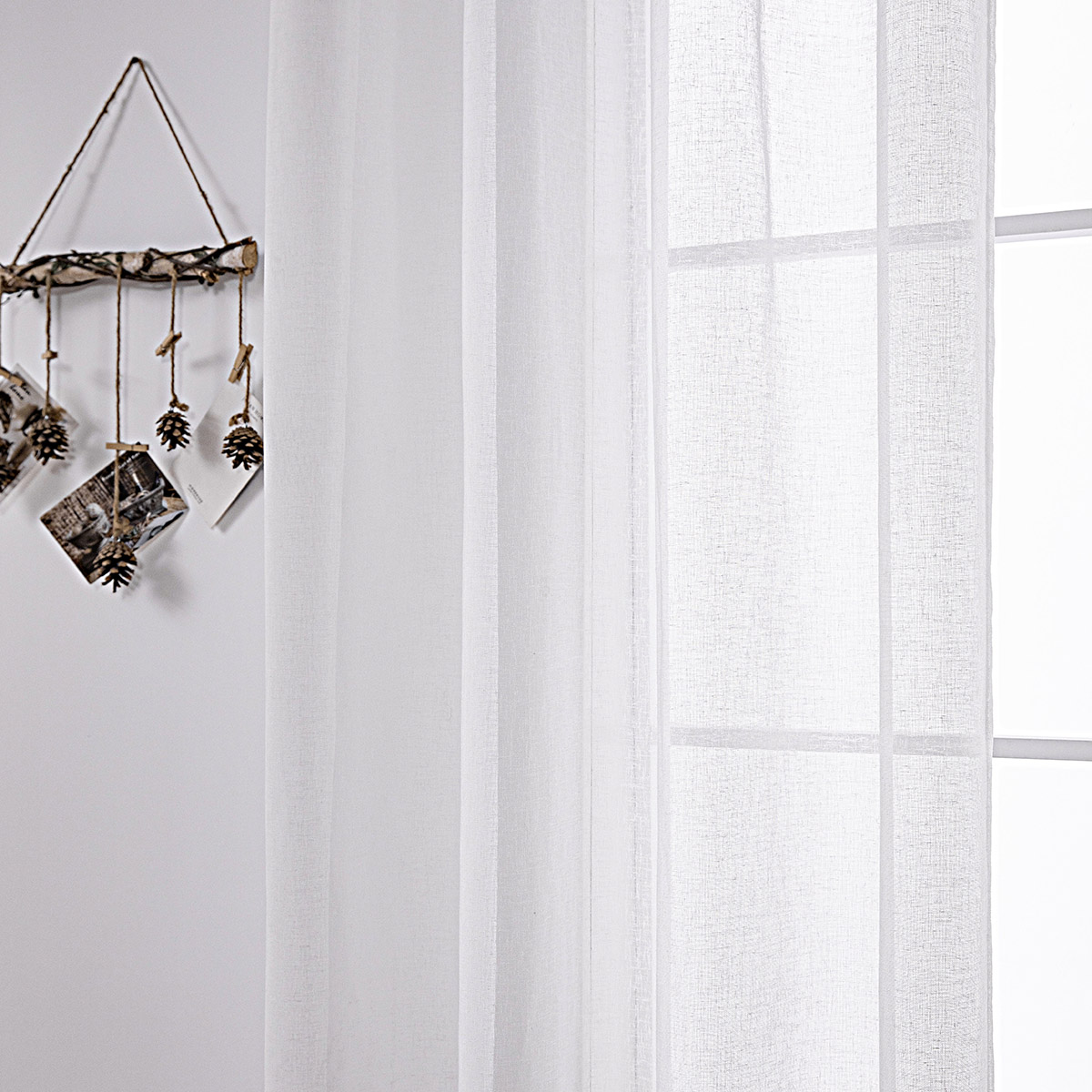 Κουρτίνα γάζα μονόχρωμη με 8 μεταλικούς κρίκους Art 8440 140x270 Λευκό Beauty Home - Image 5