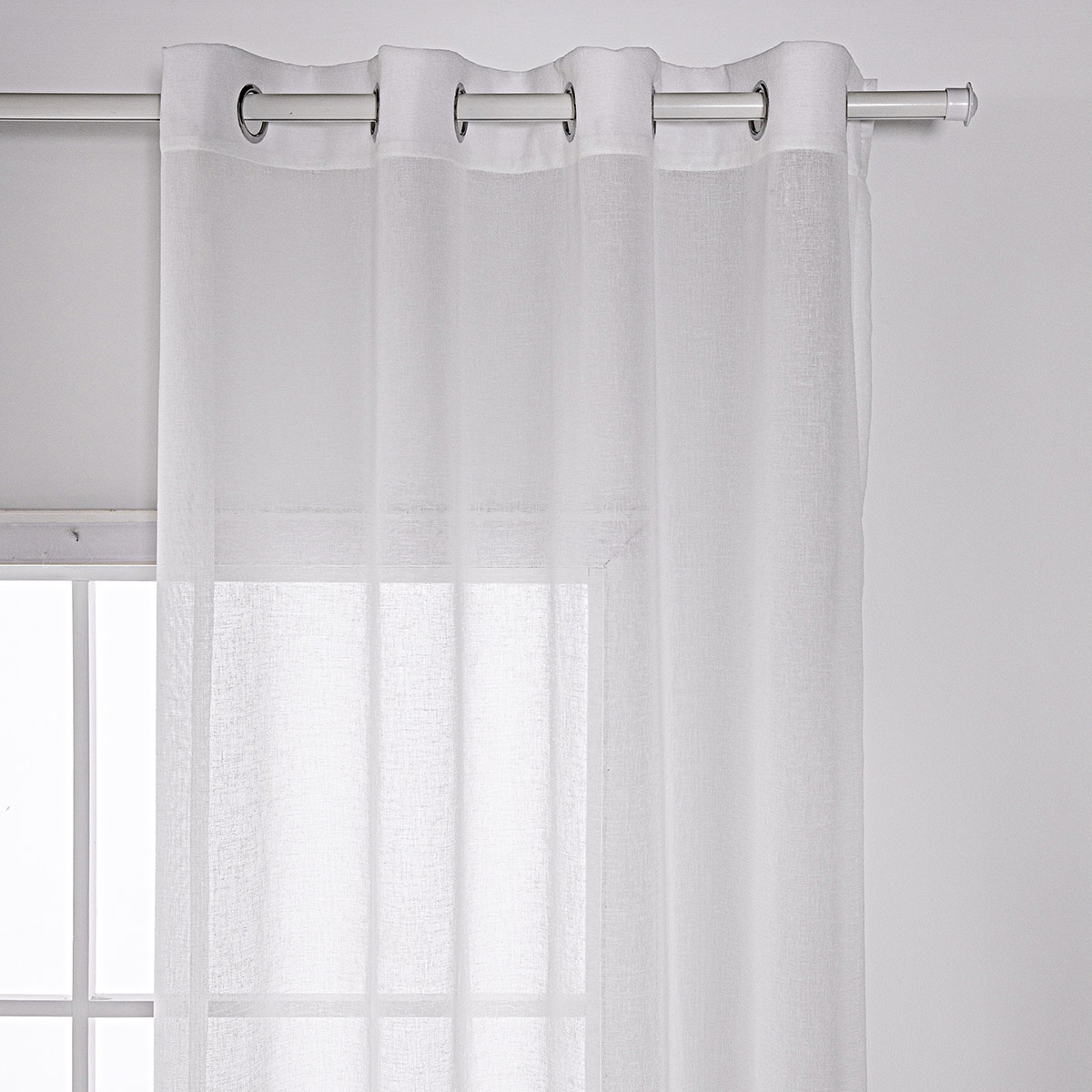 Κουρτίνα γάζα μονόχρωμη με 8 μεταλικούς κρίκους Art 8440 140x270 Λευκό Beauty Home - Image 7