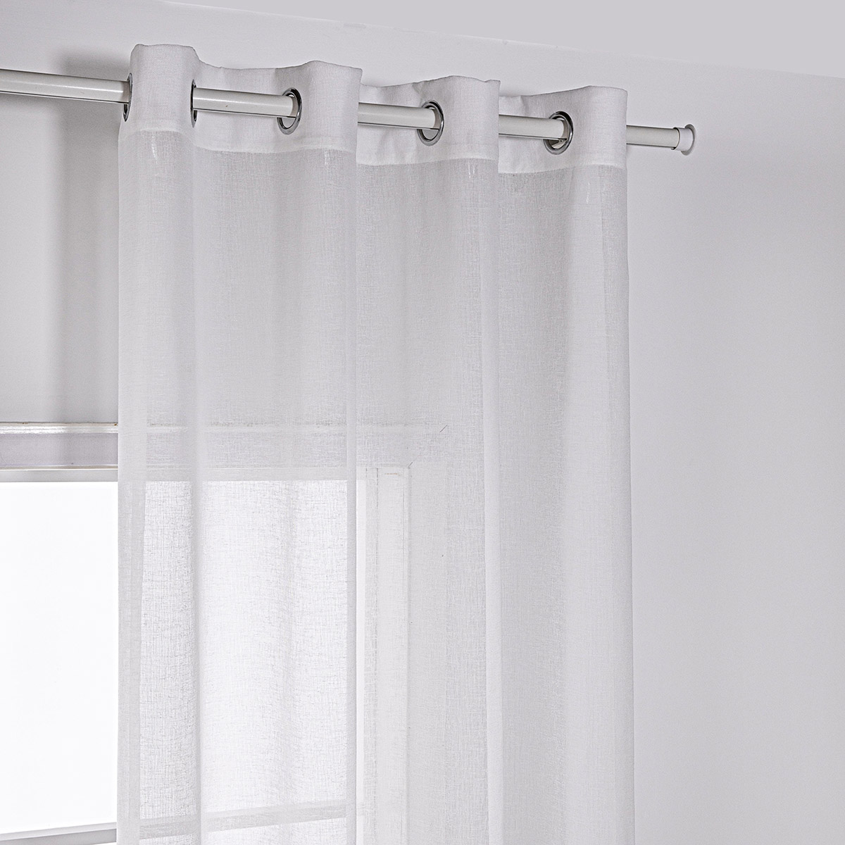 Κουρτίνα γάζα μονόχρωμη με 8 μεταλικούς κρίκους Art 8440 140x270 Λευκό Beauty Home - Image 8