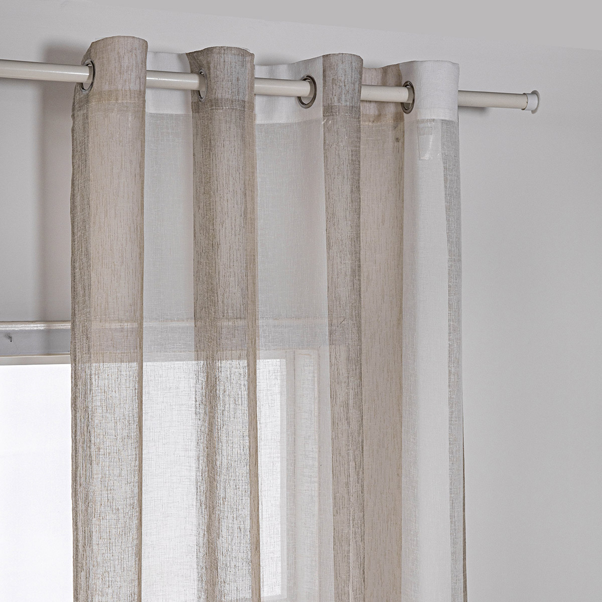 Κουρτίνα γάζα δίχρωμη με 8 μεταλικούς κρίκους Art 8442 140x270 Μπεζ Beauty Home - Image 10