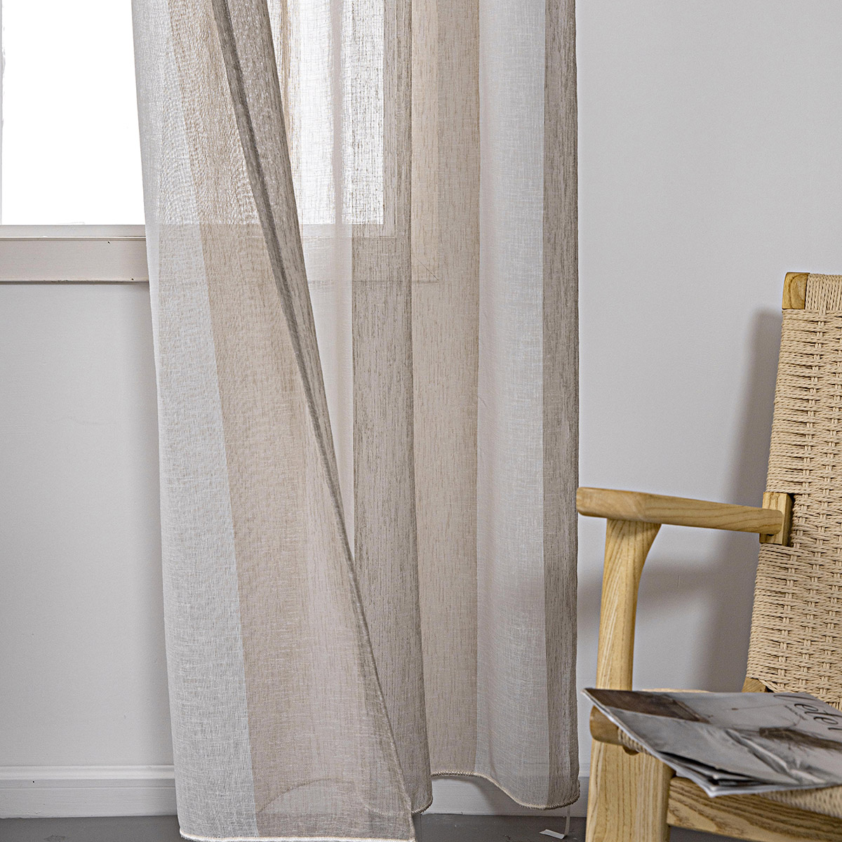 Κουρτίνα γάζα δίχρωμη με 8 μεταλικούς κρίκους Art 8442 140x270 Μπεζ Beauty Home - Image 13