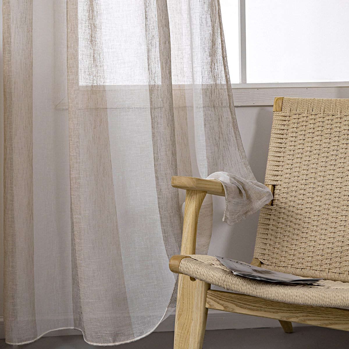 Κουρτίνα γάζα δίχρωμη με 8 μεταλικούς κρίκους Art 8442 140x270 Μπεζ Beauty Home - Image 15