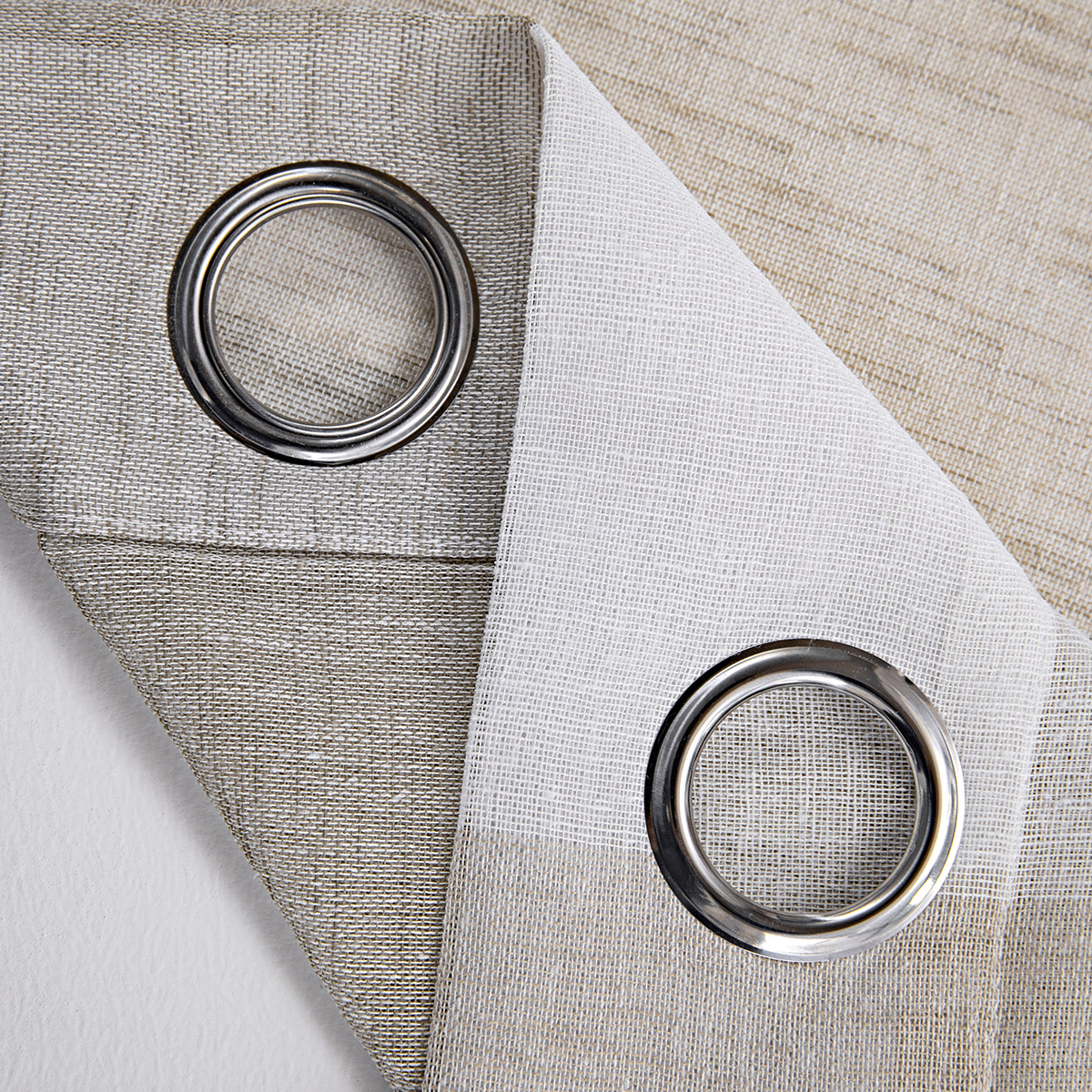 Κουρτίνα γάζα δίχρωμη με 8 μεταλικούς κρίκους Art 8442 140x270 Μπεζ Beauty Home - Image 19