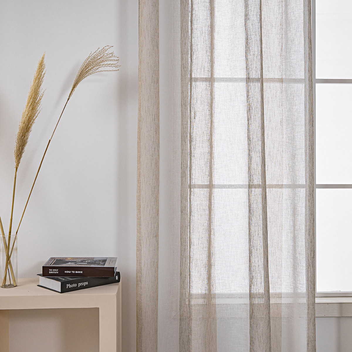 Κουρτίνα γάζα δίχρωμη με 8 μεταλικούς κρίκους Art 8442 140x270 Μπεζ Beauty Home - Image 4