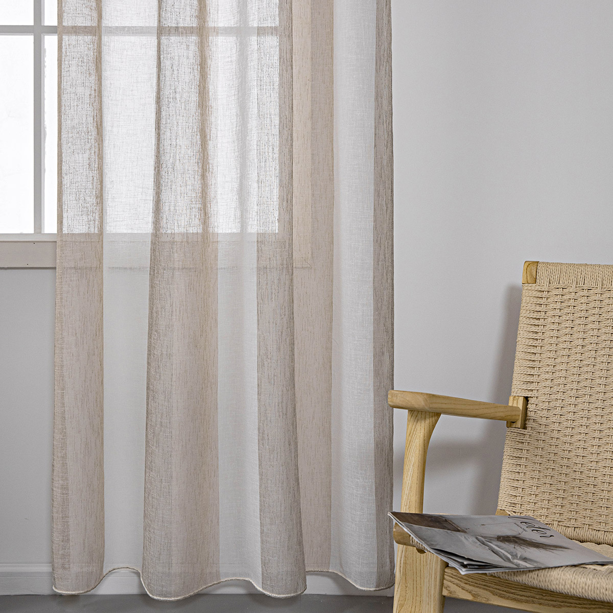 Κουρτίνα γάζα δίχρωμη με 8 μεταλικούς κρίκους Art 8442 140x270 Μπεζ Beauty Home - Image 5