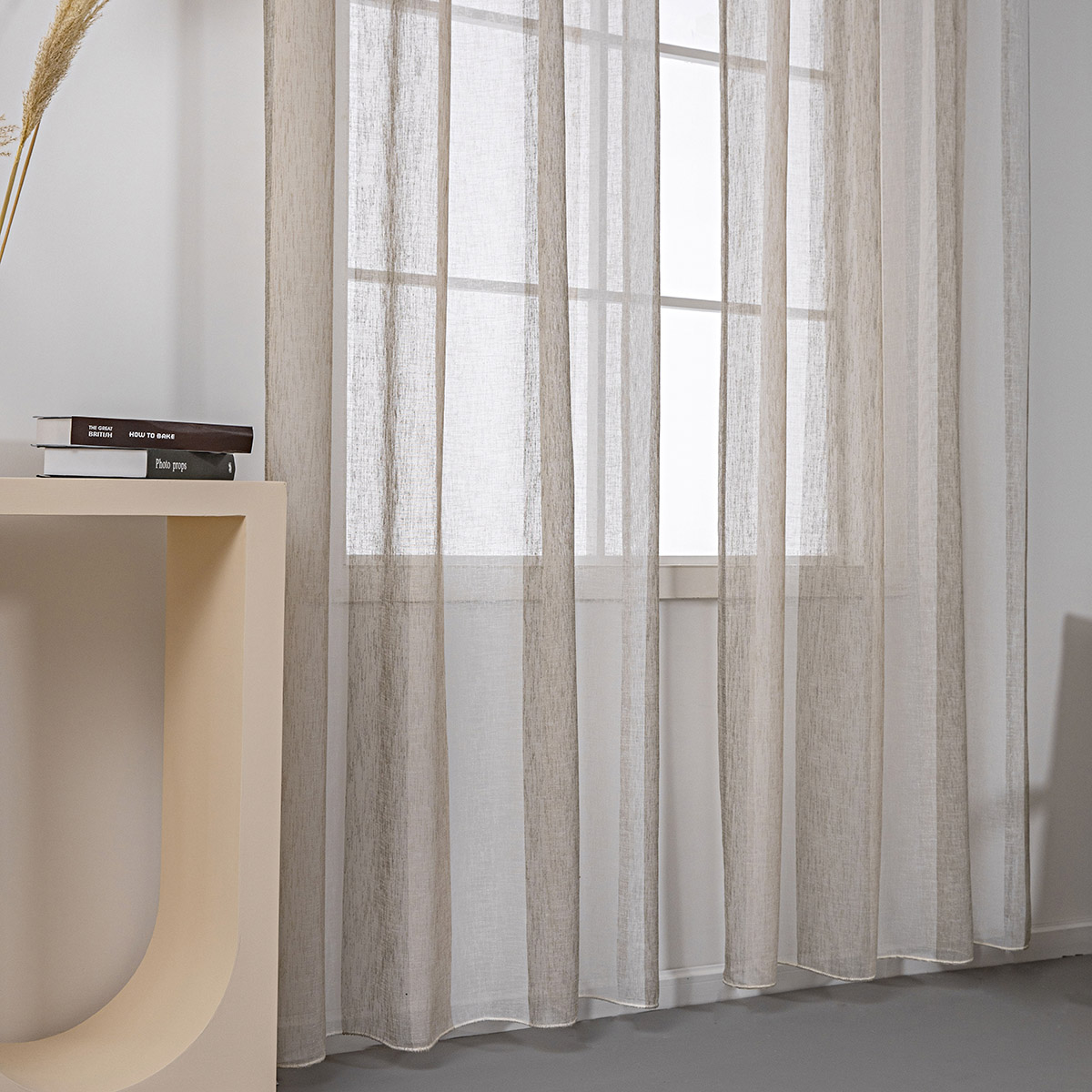 Κουρτίνα γάζα δίχρωμη με 8 μεταλικούς κρίκους Art 8442 140x270 Μπεζ Beauty Home - Image 6
