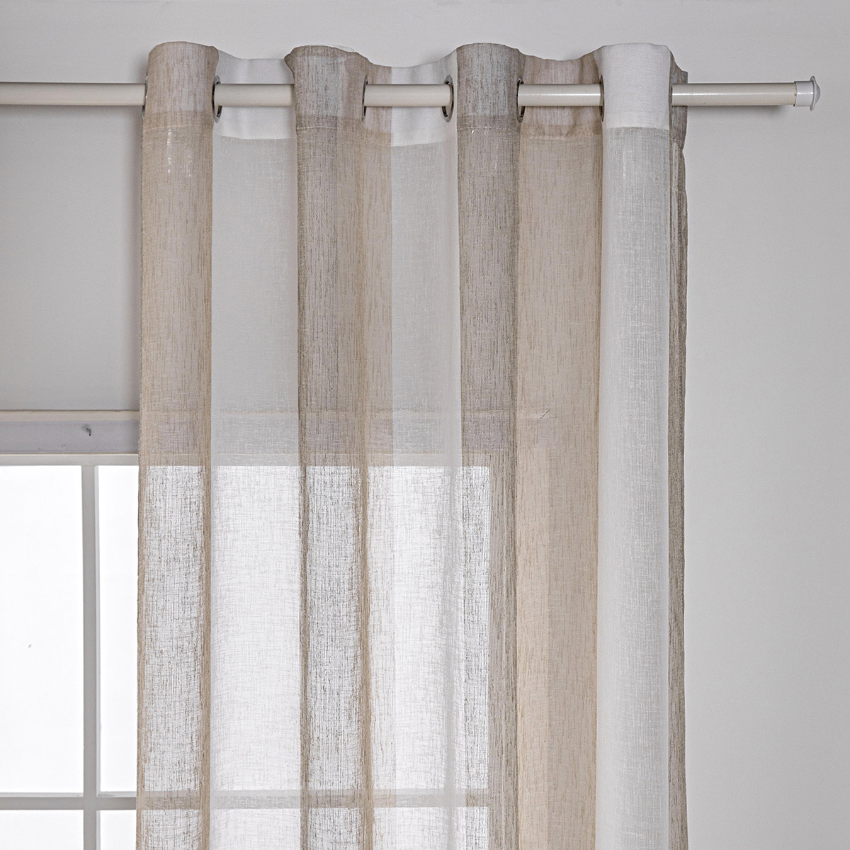 Κουρτίνα γάζα δίχρωμη με 8 μεταλικούς κρίκους Art 8442 140x270 Μπεζ Beauty Home - Image 9