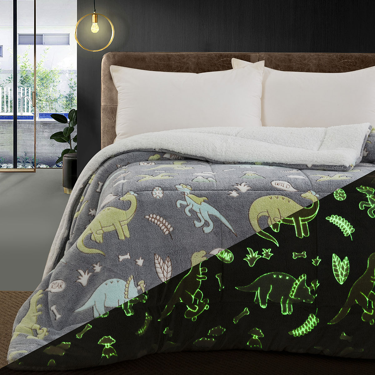 Κουβερτοπάπλωμα μονό φωσφοριζέ Art 6270 160x220 Γκρι Beauty Home - Image 2