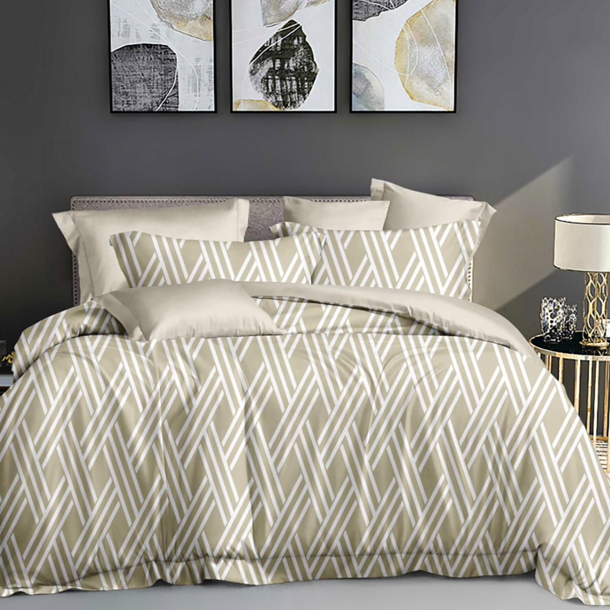 Beauty Home Σετ σεντόνια υπέρδιπλα Art 12056 Ever after 230x260 Μπεζ