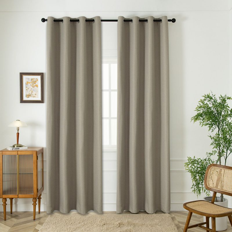Κουρτίνα Blackout Jacquard σκίασης με 8 μεταλλικούς κρίκους Glare Art 8444 140x270 Άμμου Beauty Home