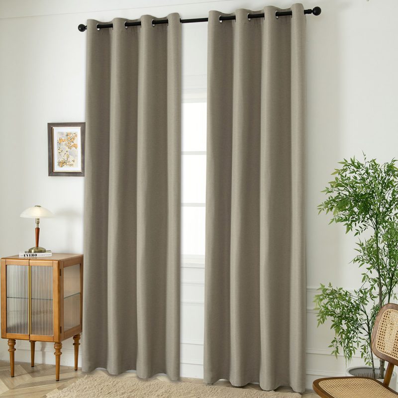 Κουρτίνα Blackout Jacquard σκίασης με 8 μεταλλικούς κρίκους Glare Art 8444 140x270 Άμμου Beauty Home - Image 2