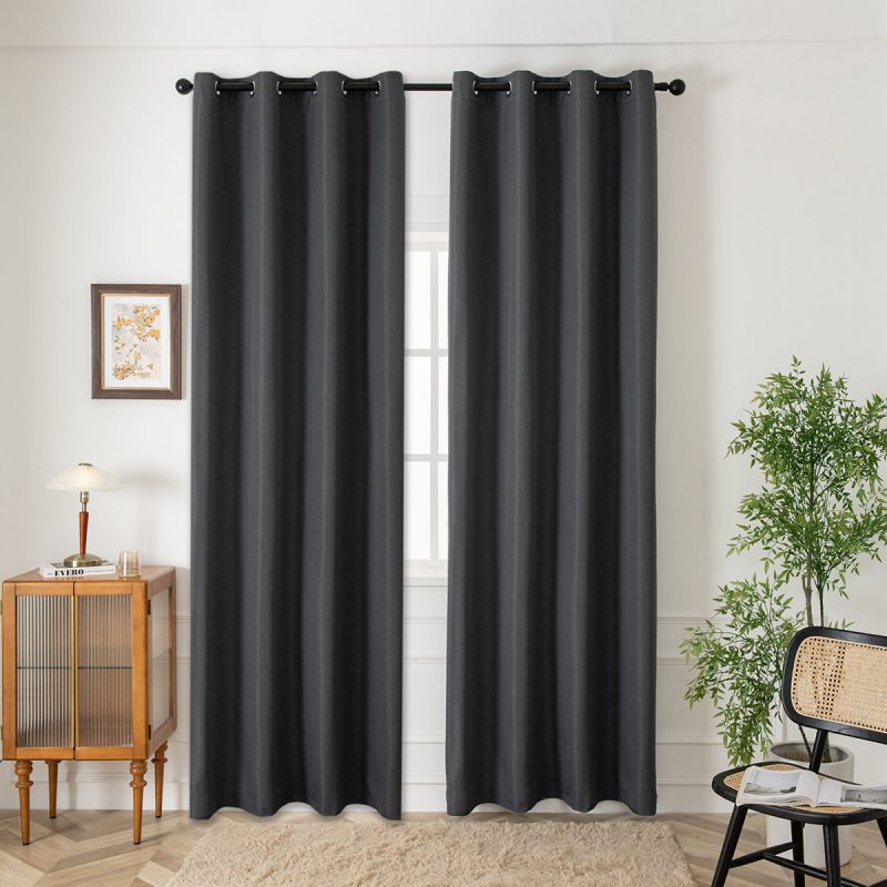 Κουρτίνα Blackout Jacquard σκίασης με 8 μεταλλικούς κρίκους Glare Art 8444 140x270 Ανθρακί Beauty Home