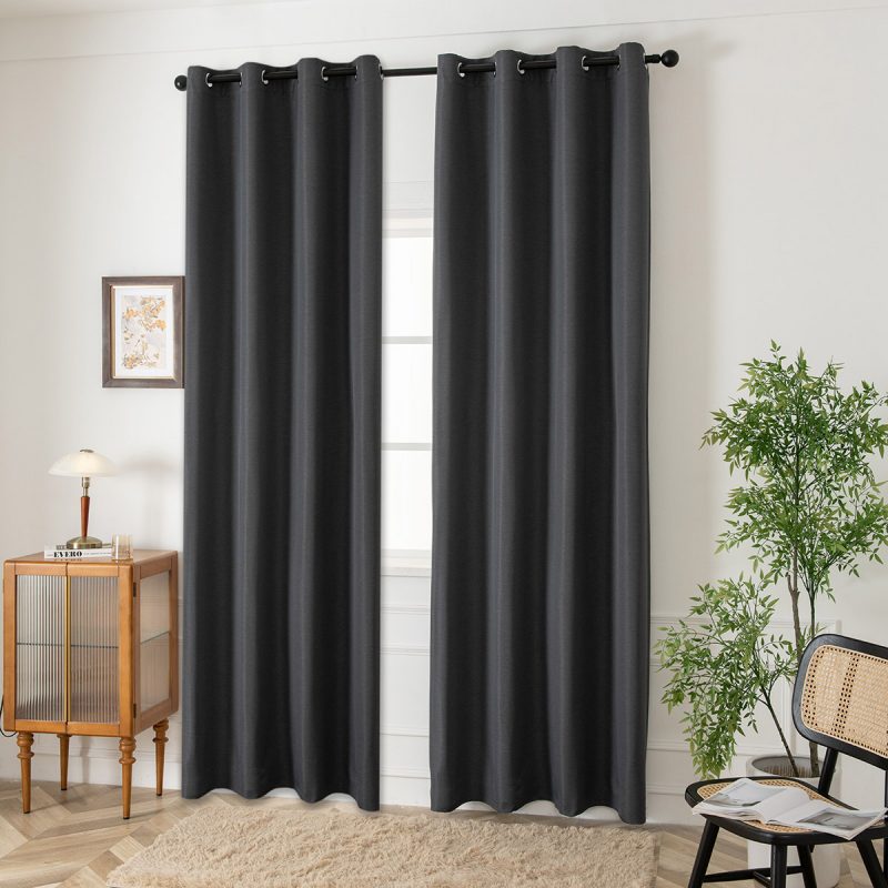 Κουρτίνα Blackout Jacquard σκίασης με 8 μεταλλικούς κρίκους Glare Art 8444 140x270 Ανθρακί Beauty Home - Image 2