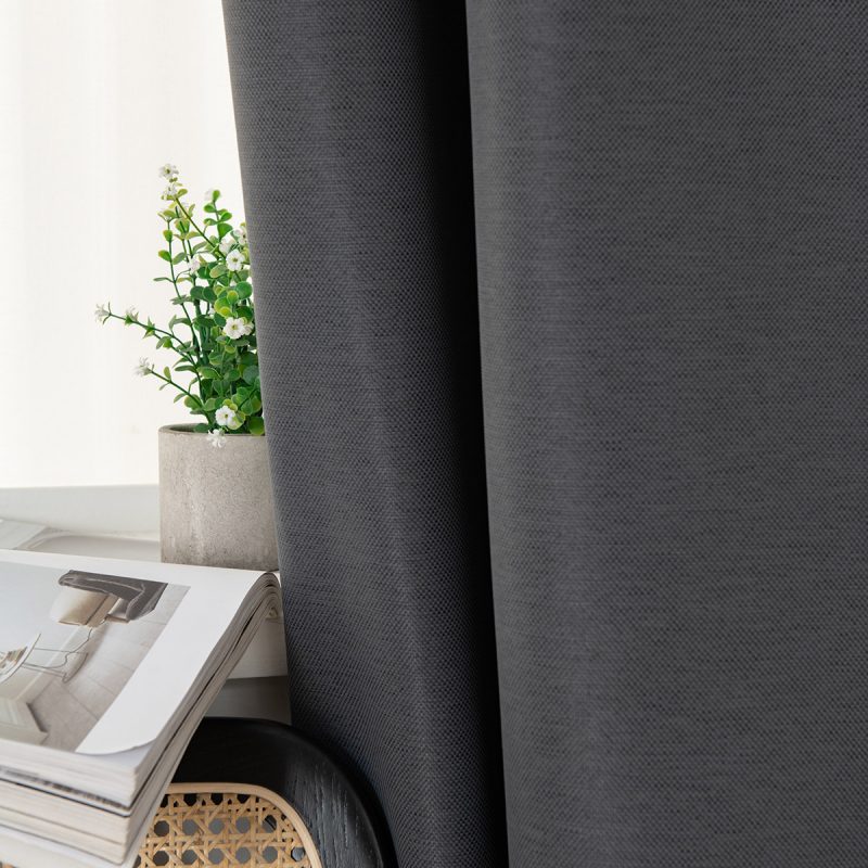 Κουρτίνα Blackout Jacquard σκίασης με 8 μεταλλικούς κρίκους Glare Art 8444 140x270 Ανθρακί Beauty Home - Image 7