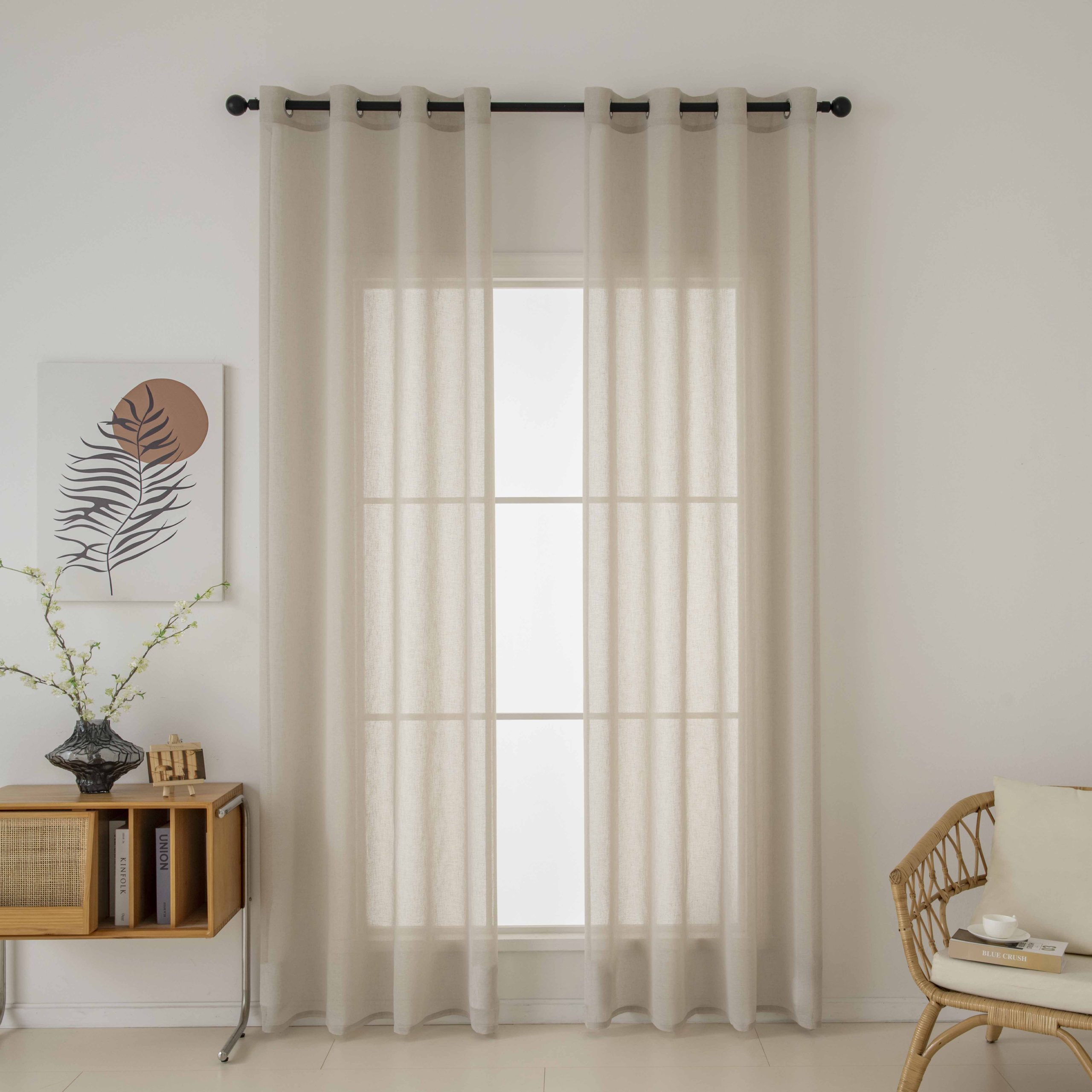 Beauty Home Κουρτίνα γάζα μονόχρωμη με 8 μεταλλικούς κρίκους Fit Art 8447 140x270 Μπεζ