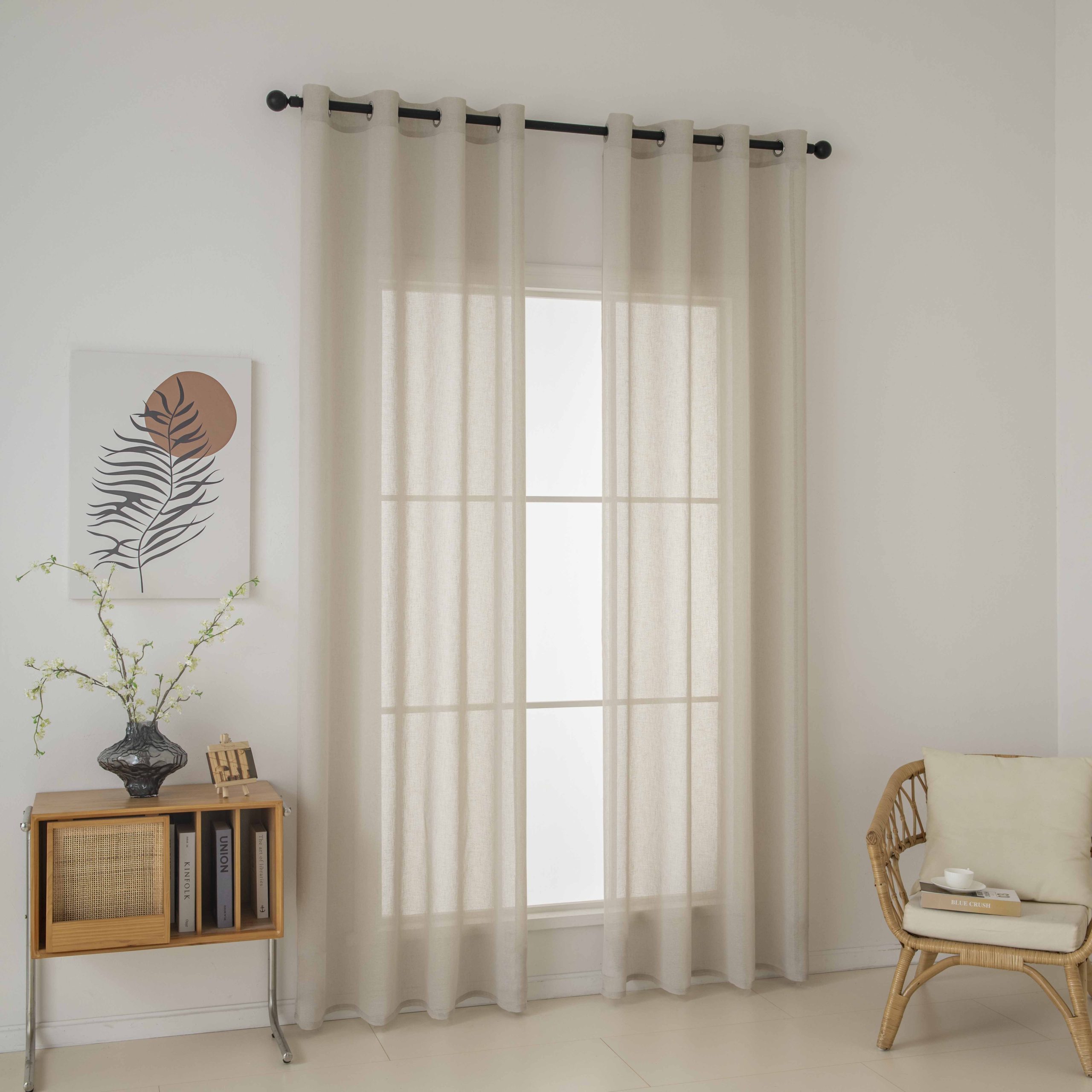 Beauty Home Κουρτίνα γάζα μονόχρωμη με 8 μεταλλικούς κρίκους Fit Art 8447 140x270 Μπεζ - Image 2