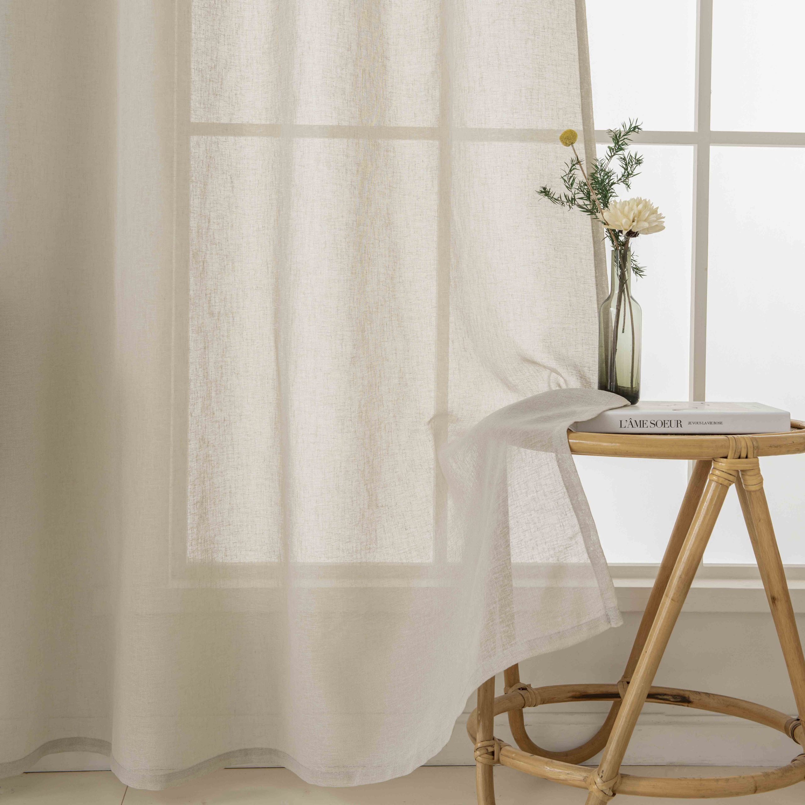 Beauty Home Κουρτίνα γάζα μονόχρωμη με 8 μεταλλικούς κρίκους Fit Art 8447 140x270 Μπεζ - Image 12