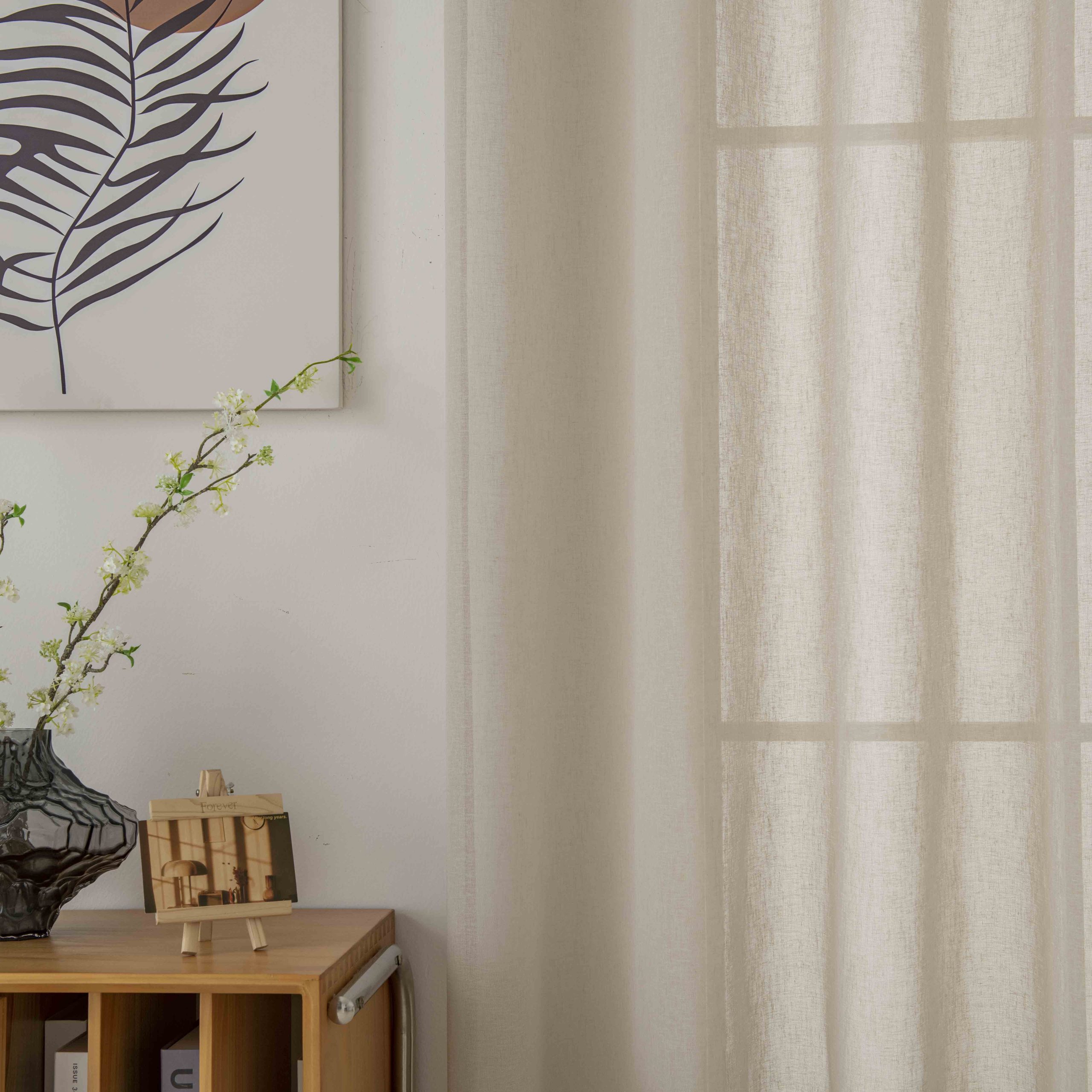 Beauty Home Κουρτίνα γάζα μονόχρωμη με 8 μεταλλικούς κρίκους Fit Art 8447 140x270 Μπεζ - Image 3