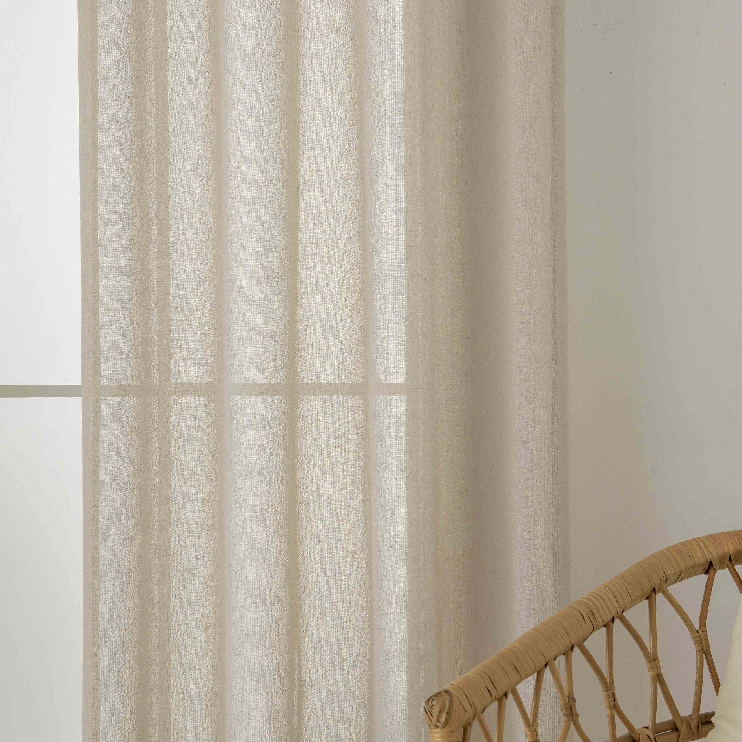 Beauty Home Κουρτίνα γάζα μονόχρωμη με 8 μεταλλικούς κρίκους Fit Art 8447 140x270 Μπεζ - Image 4