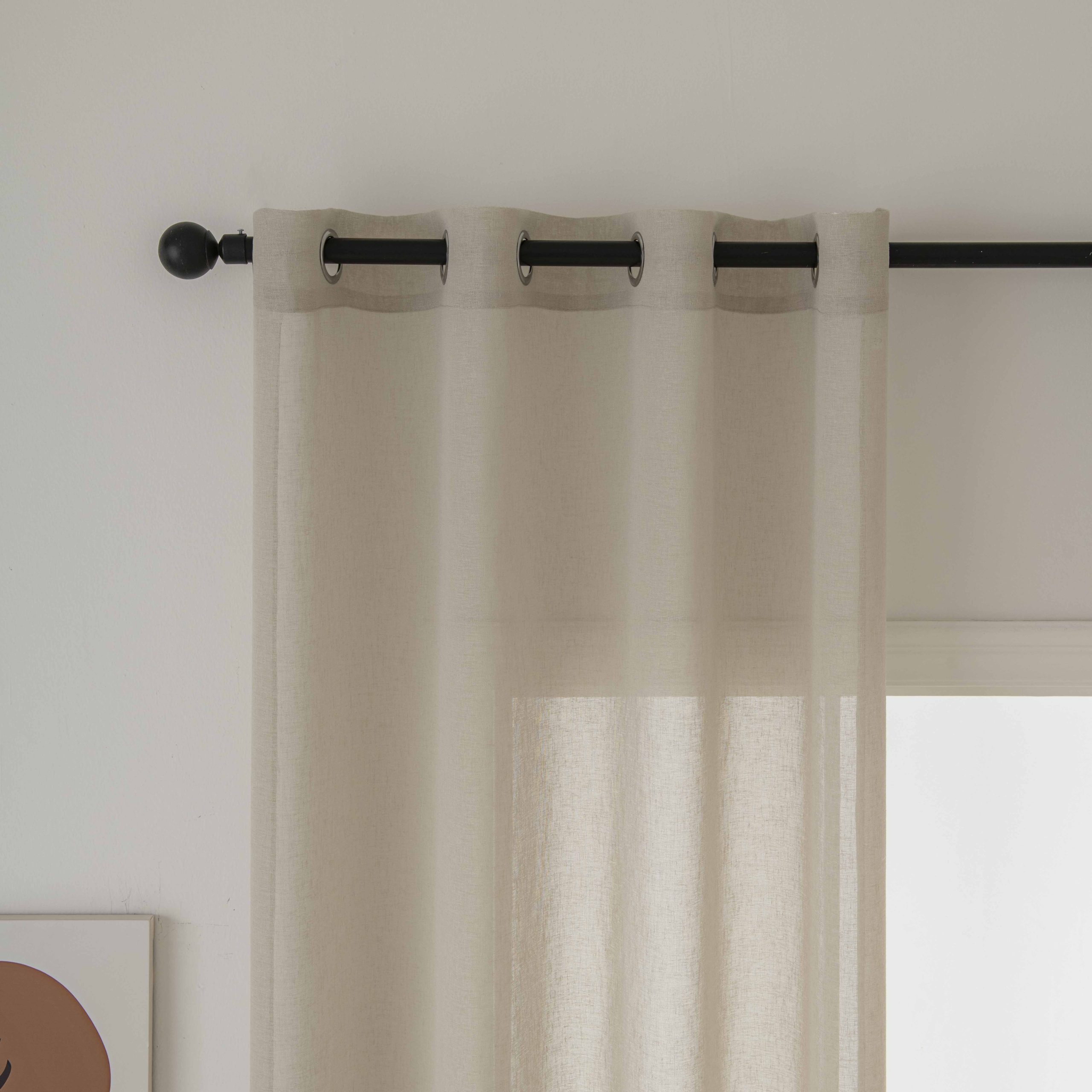 Beauty Home Κουρτίνα γάζα μονόχρωμη με 8 μεταλλικούς κρίκους Fit Art 8447 140x270 Μπεζ - Image 5