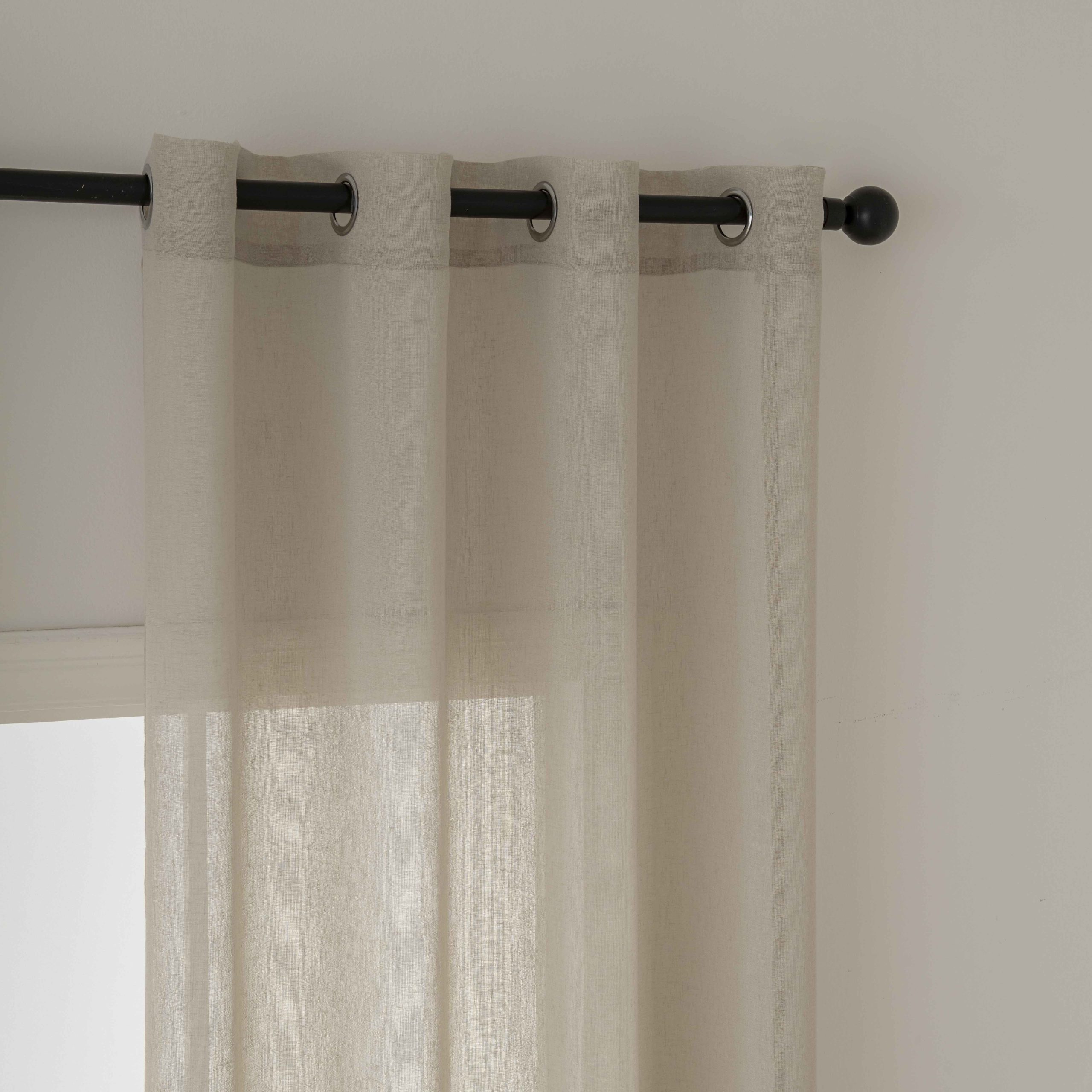 Beauty Home Κουρτίνα γάζα μονόχρωμη με 8 μεταλλικούς κρίκους Fit Art 8447 140x270 Μπεζ - Image 6