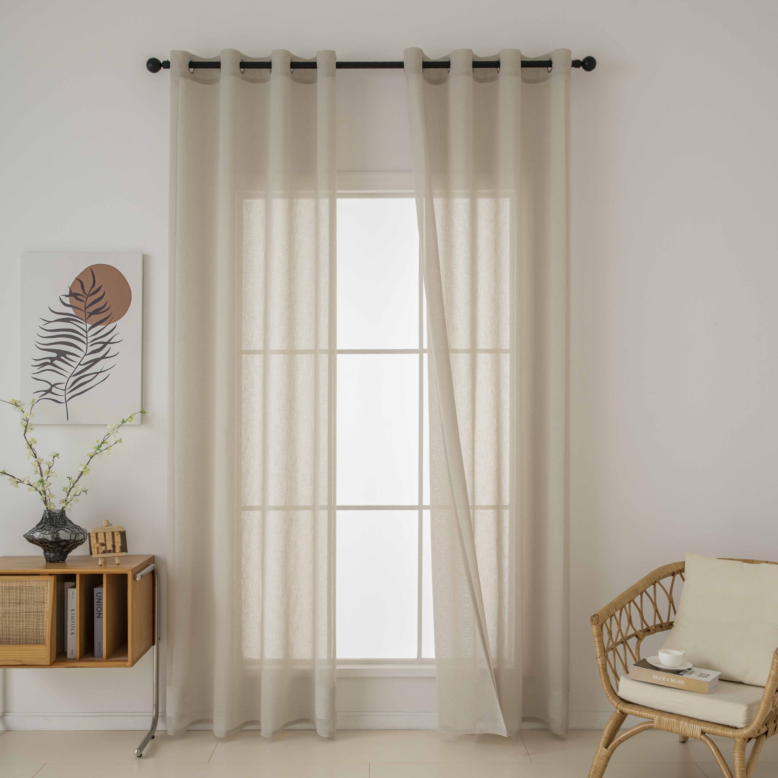 Beauty Home Κουρτίνα γάζα μονόχρωμη με 8 μεταλλικούς κρίκους Fit Art 8447 140x270 Μπεζ - Image 7