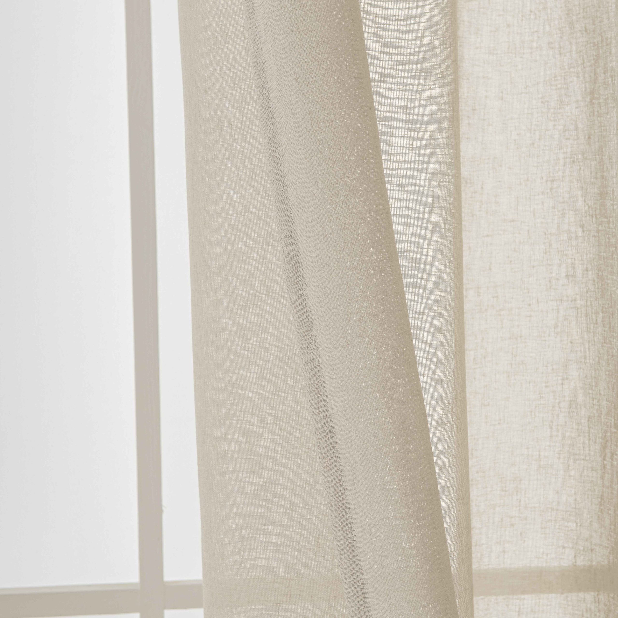 Beauty Home Κουρτίνα γάζα μονόχρωμη με 8 μεταλλικούς κρίκους Fit Art 8447 140x270 Μπεζ - Image 8