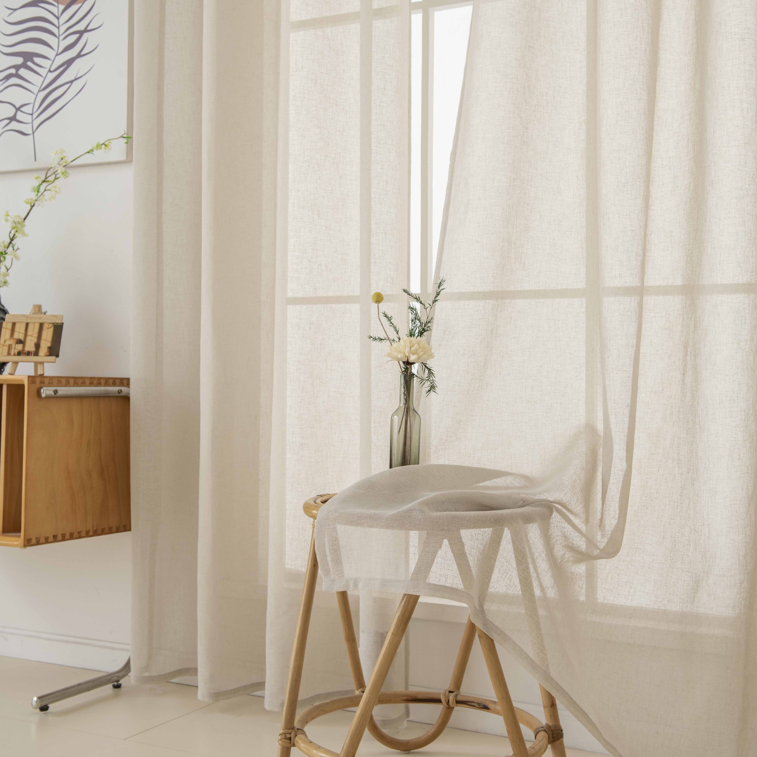 Beauty Home Κουρτίνα γάζα μονόχρωμη με 8 μεταλλικούς κρίκους Fit Art 8447 140x270 Μπεζ - Image 9