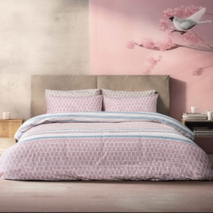 Σετ σεντόνια υπέρδιπλα με λάστιχο Mnemba Art 12184 170×200+30 Ροζ Beauty Home