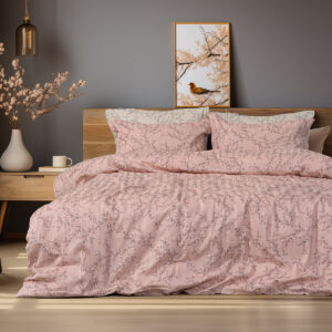 Beauty Home Σετ σεντόνια υπέρδιπλα με λάστιχο Art 12214 Flora 100% Βαμβακοσατέν 300tc 170×200+30 Σομόν