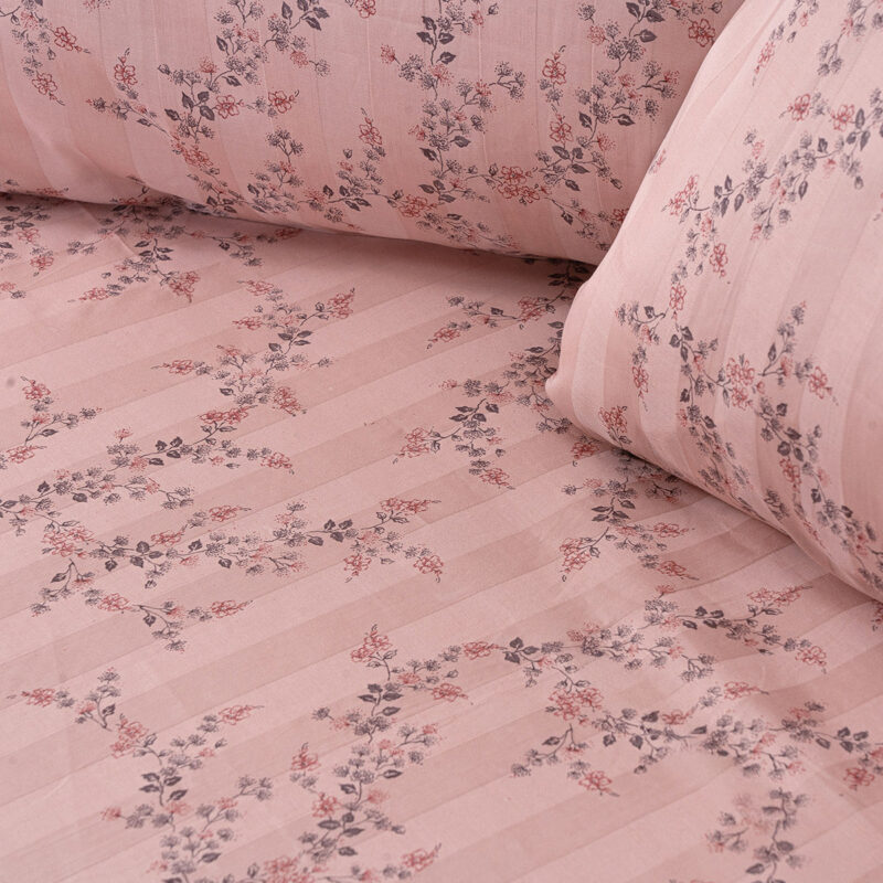 Beauty Home Σετ κουβερλί υπέρδιπλο Art 12214 Flora 100% Βαμβακοσατέν 300tc 220x240 Σομόν - Image 2