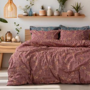 Beauty Home Σετ σεντόνια υπέρδιπλα με λάστιχο Art 12210 Indra 100% Βαμβακοσατέν 300tc 170×200+30 Σάπιο μήλο