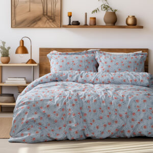 Beauty Home Σετ σεντόνια υπέρδιπλα Art 12219 Ivy 100% Βαμβακοσατέν 300tc 240×270 Γκρι