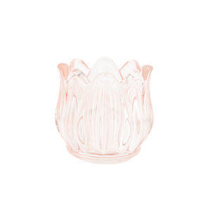 Beauty Home Γυάλινο Κηροπήγιο Λουλούδι Ροζ 7 x 6,7 CM