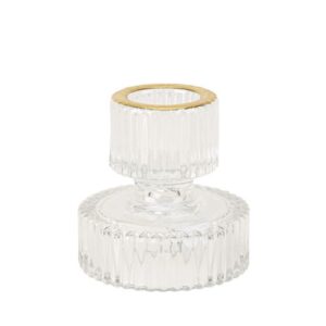 Beauty Home Κηροπήγιο γυάλινο διπλής όψης Mauro  – Διαφανές 6 x 6cm