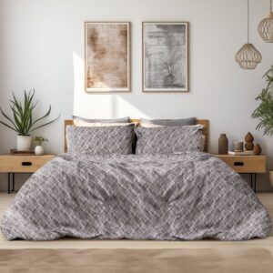 Beauty Home Σετ παπλωματοθήκη φανελένια υπέρδιπλη Leonardo Art 12333 230×250 Γκρι