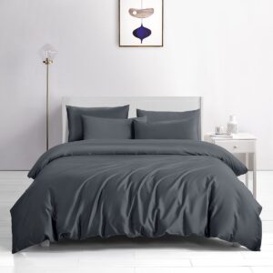 Beauty Home Σετ σεντόνια υπέρδιπλα με λάστιχο Bamboo 300tc Art 12350 Midnight Charm 170×200+35 Ανθρακί