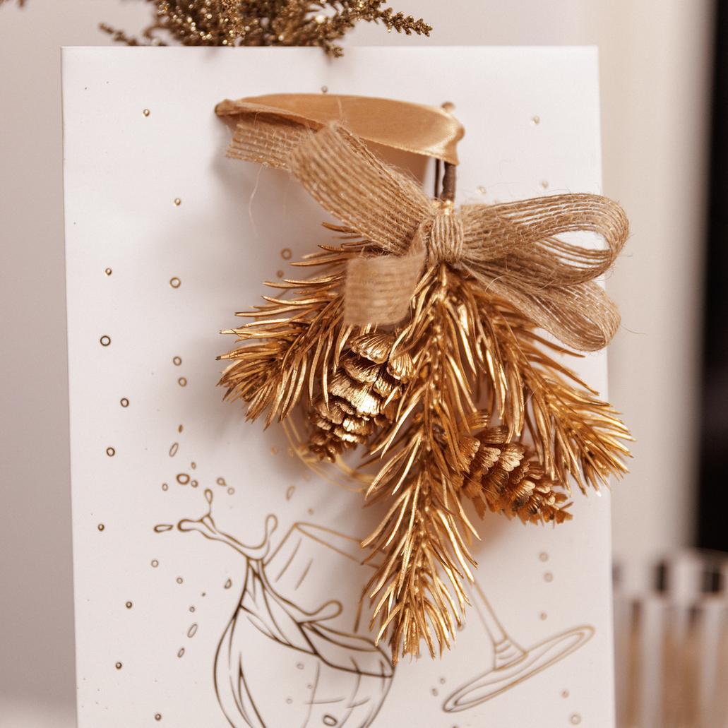 Beauty Home Κλαδί με φιόγκο από λινάτσα και χρυσό 19 cm - Image 7