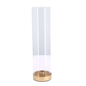 Beauty Home Κηροπήγιο Jeanne από γυαλί και μέταλλο χρυσό Ø7,5x30cm