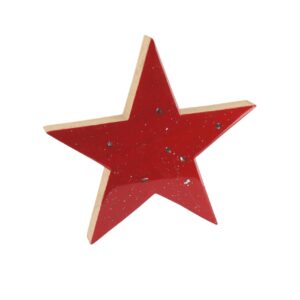 Beauty Home Αστέρι ξύλινο κόκκινο λούστρο με ασημί γκλίτερ 10.5 x 10.5 x 1.5 cm