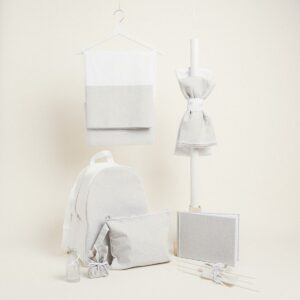 Beauty Home ΣΕΤ ΒΑΠΤΙΣΗΣ ΓΚΡΙ ΑΣΗΜΙ LUREX