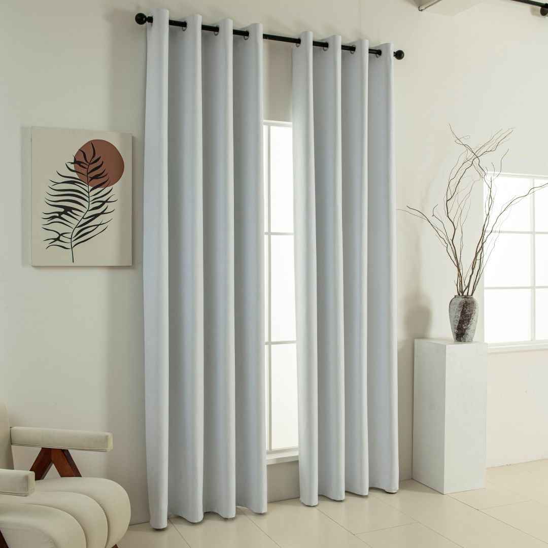 Beauty Home Κουρτίνα Full Blackout σκίασης με 8 κρίκους Soft Art 8391 Ice-Ecru 140x270 Πάγου - Image 2