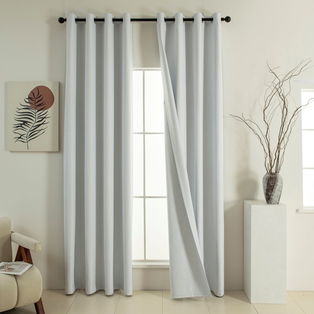 Beauty Home Κουρτίνα Full Blackout σκίασης με 8 κρίκους Soft Art 8391 Ice-Ecru 140x270 Πάγου - Image 6