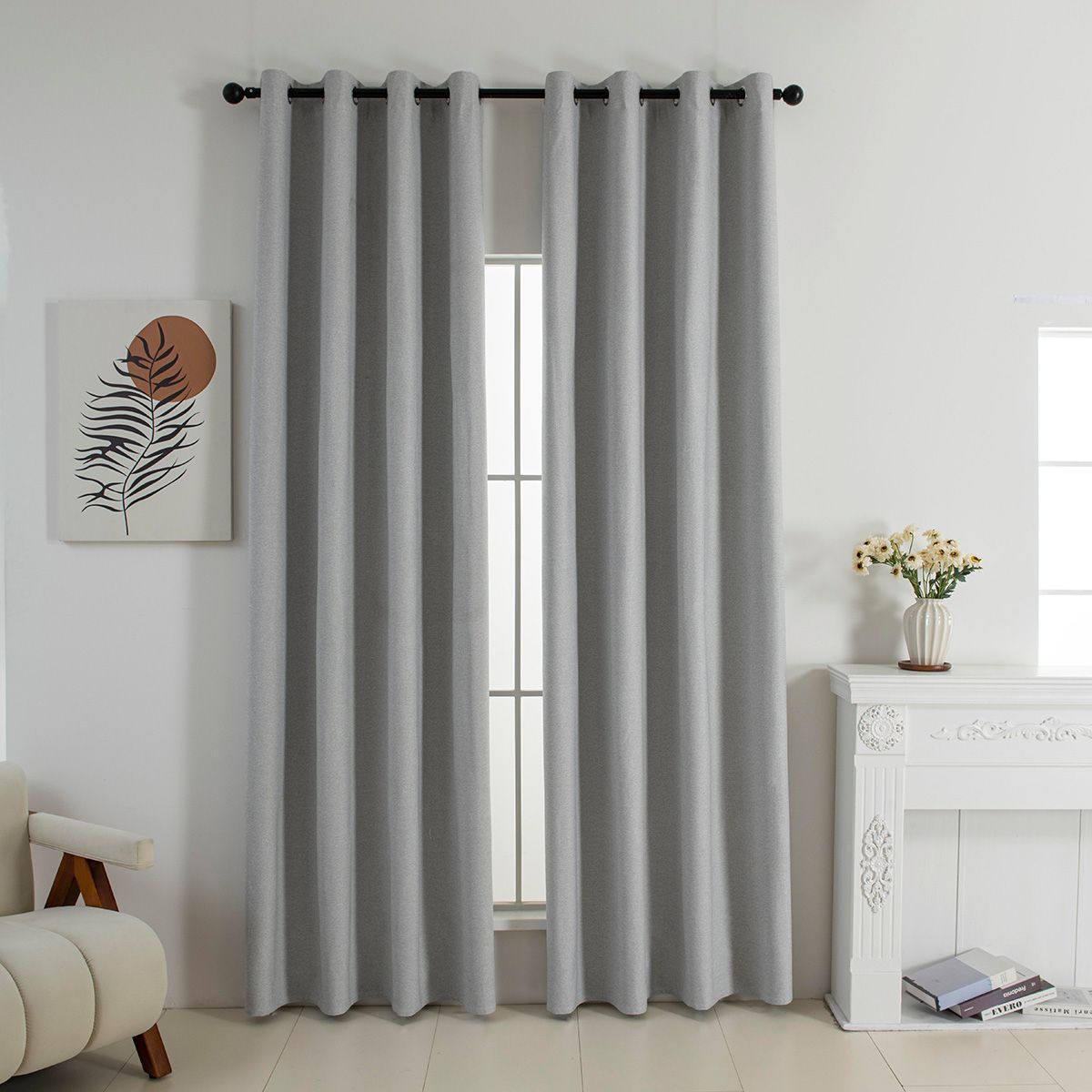 Beauty Home Κουρτίνα Full Blackout σκίασης με 8 κρίκους Elite Art 8392 Light Grey-Νο3 140x270 Ασημί