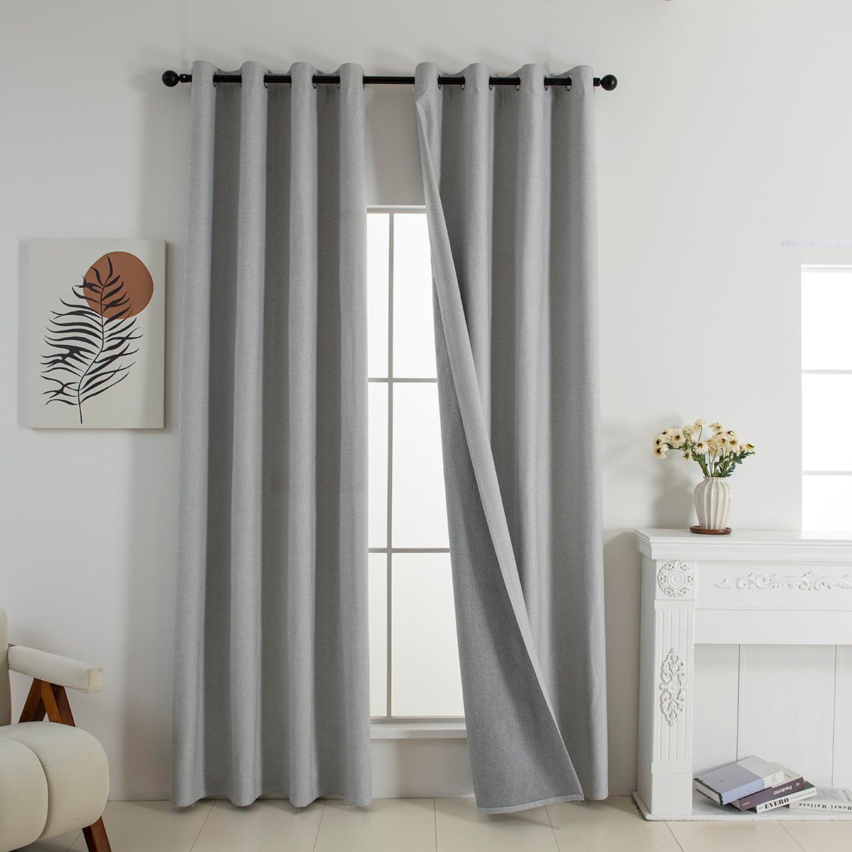 Beauty Home Κουρτίνα Full Blackout σκίασης με 8 κρίκους Elite Art 8392 Light Grey-Νο3 140x270 Ασημί - Image 6