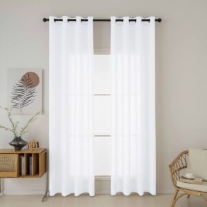 Beauty Home Κουρτίνα γάζα μονόχρωμη με 8 μεταλλικούς κρίκους Fit Art 8447 140×270 Λευκό