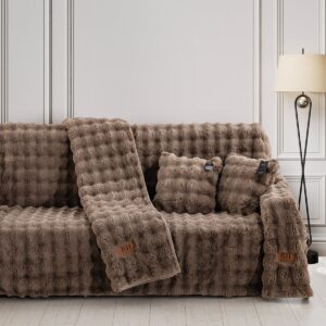 Beauty Home Γούνινο Σετ ριχτάρι 3τμχ Art 8722 (180×160+180×250+180×300) Μόκα